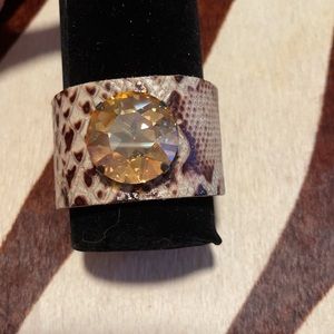 COPY - Leather and rhinestone adjustable bracelet.